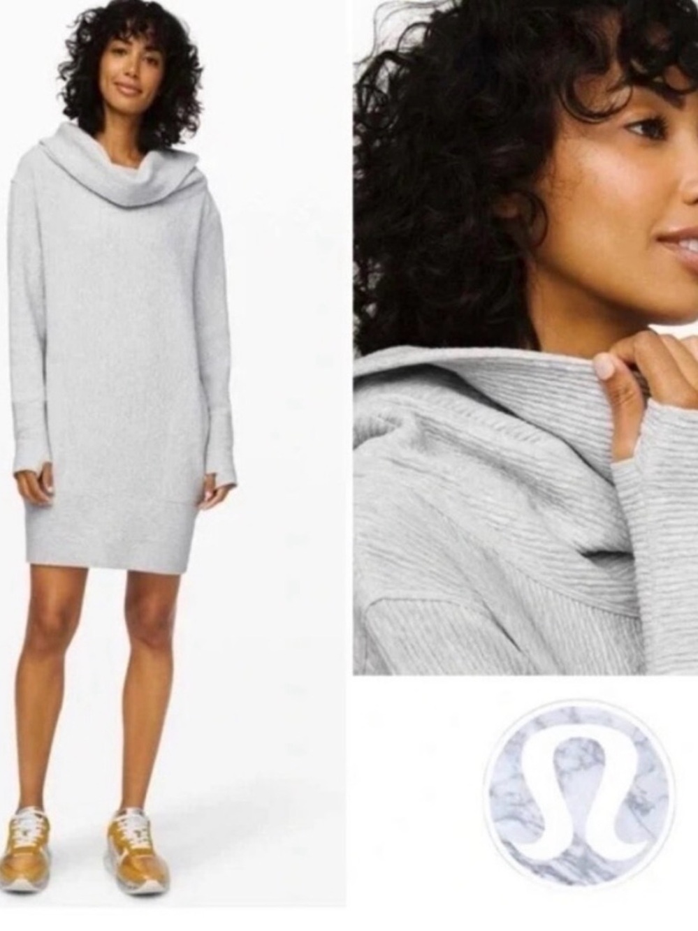 Lululemon “On the Move” Cowl Neck Heathered Dress Size XS